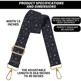 BHAHB Purse Strap Crossbody Shoulder Straps 1.5 inch Wide Replacement Adjustable for Women Girls Bag Aesthetic Cute-Moon