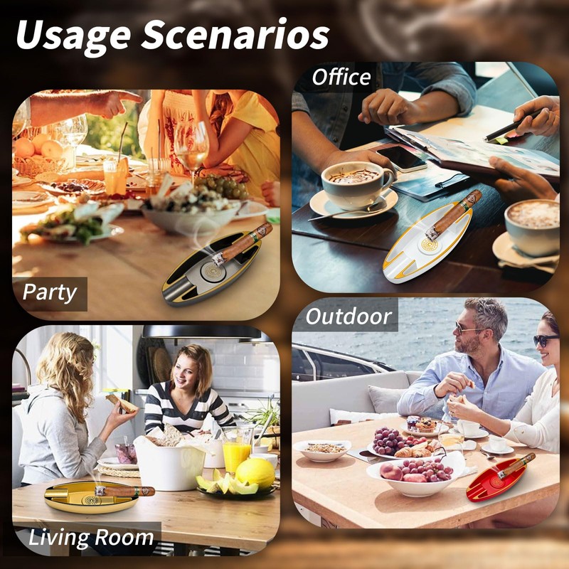 CIGARWONG Cigar Ashtray with 2 Cigar Holder Portable Travel Ashtray