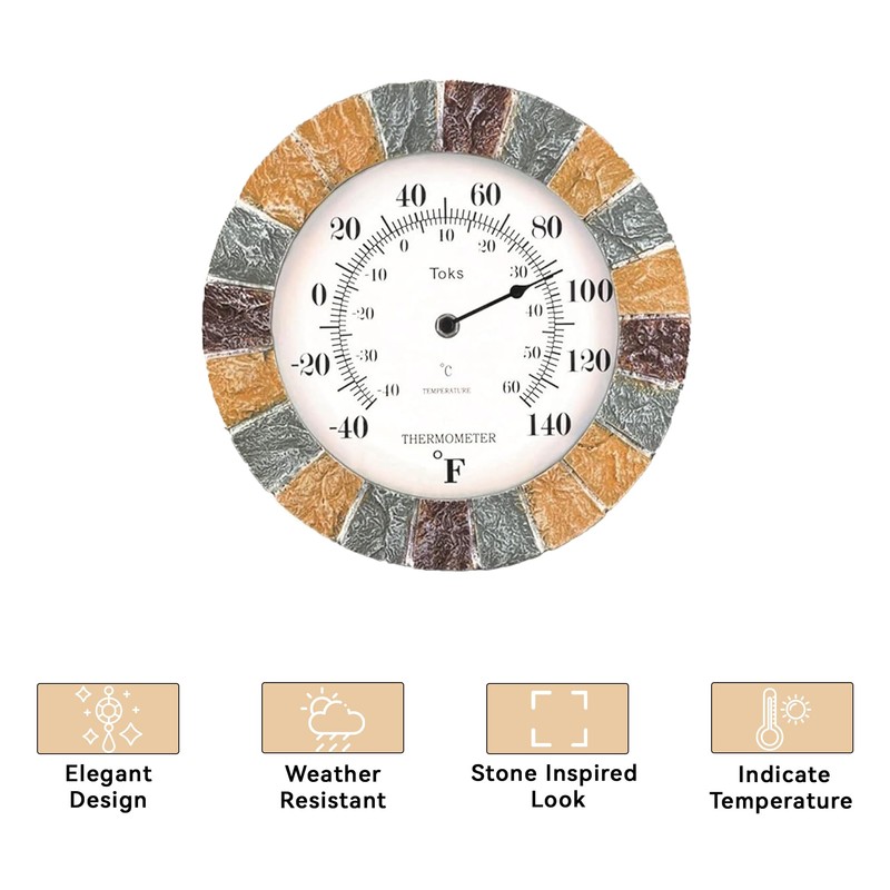 Lily's Home Indoor or Outdoor Large Hanging Wall Thermometer. 10"