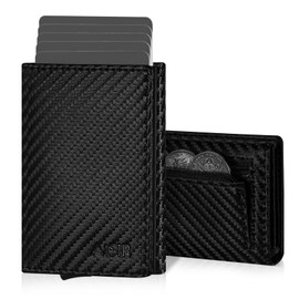 AISIR Men's Wallet, Mini Wallet for Men and Women with RFID, 8 Compartments for Credit Cards, Slim Wallet with Coin Compartment, Card Holder for Men (Carbon Black), carbon black, Modern