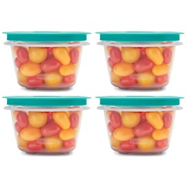 Utenselux Storage Containers, Easy Find Lids, Turquoise, 2 cup, Flex & Seal, Leak Proof Lids, Food Storage Set, Clear Meal Prep Flex Containers, 4 Sets