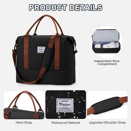 WEPLAN Cabin Bag 45x36x20 for Easyjet Airlines Underseat Cabin Bag Ryanair 40x20x25 Travel Duffel Bag Holdall Bag Carry on Hand Luggage Weekend Bag for Women Men,Gym Bag with Wet Pocket,Black Brown