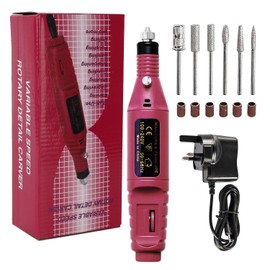 Electric Nail File for Thick Toe Nails, Electric Nail Drill Portable Nail Files Professional Adjustable Speed with 6 Drill Bits Sanding Bands, Electric Manicure Pedicure Kit Nail Drill for Gel Nails