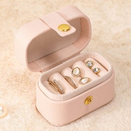 IKAAR Jewellery Box Travel Jewellery Box Women's Small Jewellery Storage Jewellery Case Small Jewellery Box Travel Jewellery Box for Rings Earrings Necklace Gift Pink