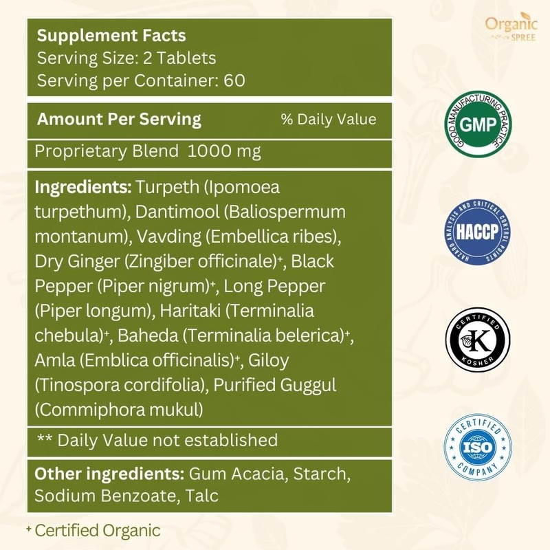 ORGANIC SPREE Kaishor Guggulu 120 Tablets - Ayurvedic Formulation -