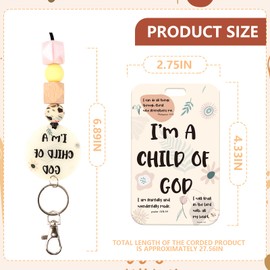 Obookey Lanyard ID Badges Holder - I'm A Child of God Christian Lanyards for ID Badges, Bible Teacher Silicone Beaded Breakaway Name Tag Keys Accessories Religious Gifts for Women Teachers Nurse