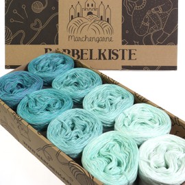 Gradient Yarn Bobbel Candy Box, 4-Ply Mint Drops Mini Box, Total 1140 m/300 g, 4 Compartments