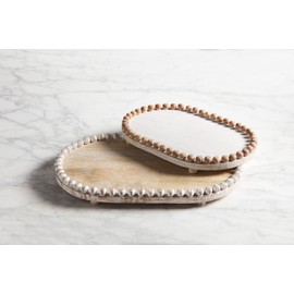 Mud Pie Raised Beaded Boards, Small 8 1/2" X 12 3/4" | Large 10 1/4" X 15 1/2" White