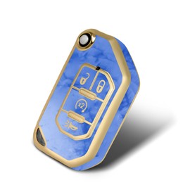 WORCAS for Jeep 4 Buttons Key Fob Cover,Premium Soft TPU Key Fob Cover Case Compatible with Jeep Gladiator JT Sahara JLU Wrangler JL Rubicon(Celadon Pattern)