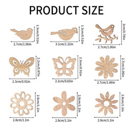 110 Pcs Wooden Shapes for Crafting, Wooden Craft Shapes, Wooden Flowers Butterfly Birds Embellishments for Crafting, Unfinished Wooden Crafts Slices for DIY Craft Card Making Ornaments Decorations