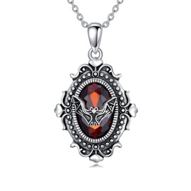 Shusukue Bat/Spider/Wolf/Cat/Fox/Owl/Sun Crescent Moon Chain 925 Sterling Silver, Bat Moon Cat Necklace Black Women's Gothic Pendant Jewellery Gifts for Women Girls, Sterling Silver, Cubic Zirconia