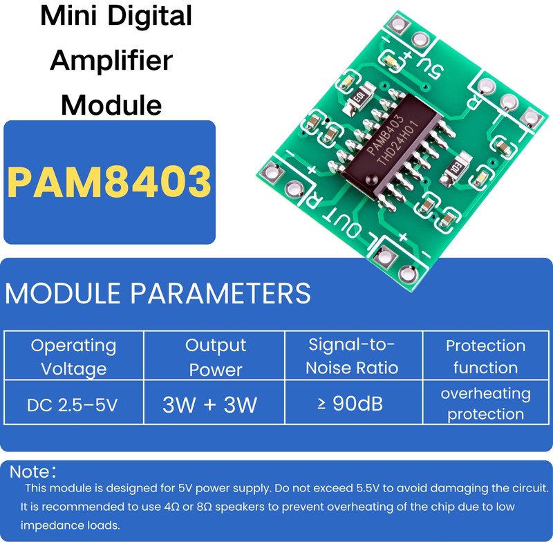 LAOMAO PAM8403 Mini Amplifier Module for DIY Audio - 5V