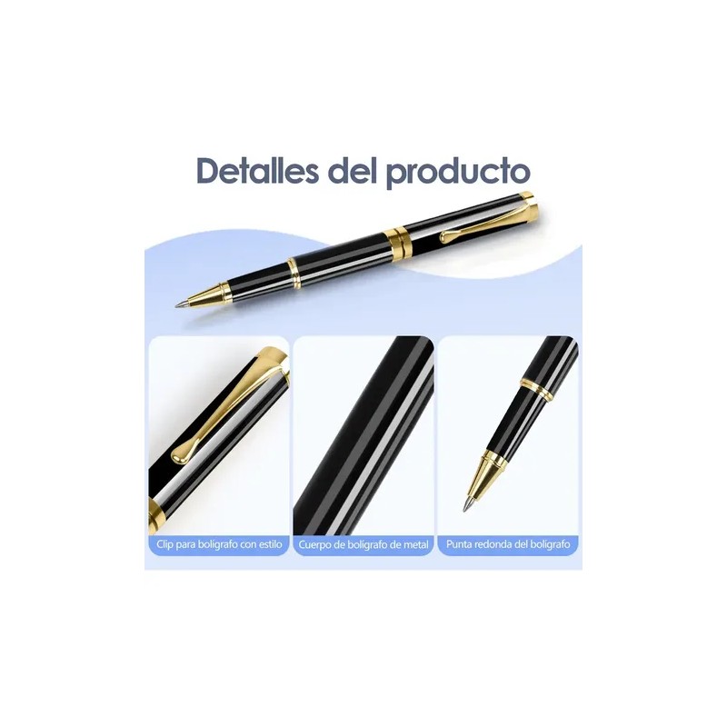 Pluma De Acero Con Recambio Y Caja De Regalo