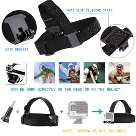 TEKCAM Action Camera Head Mount Strap Wearing Headband Adjustable Elastic Head Strap Compatible with Gopro Hero 12 11 10 9 8 7 AKASO EK7000 V50 Brave 4 APEXCAM SJCAM Campark and More Action Camera