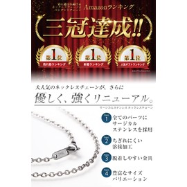 Ginya Men’s Hypoallergenic Chain Necklace, Surgical Stainless Steel, Stainless Steel, No Gemstone