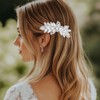 LunarCharm Rhinestone Hair Clips with Pearl, Silver Bridal Hair Accessories