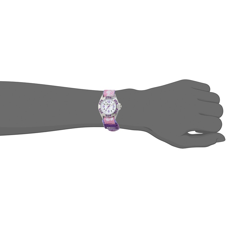 Ravel Girl's Hibiscus Flower Patterned Easy Fasten Strap Watch -