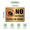 2PCS No Outside Food or Drink Sticker, Self-Adhesive Brushed Gold