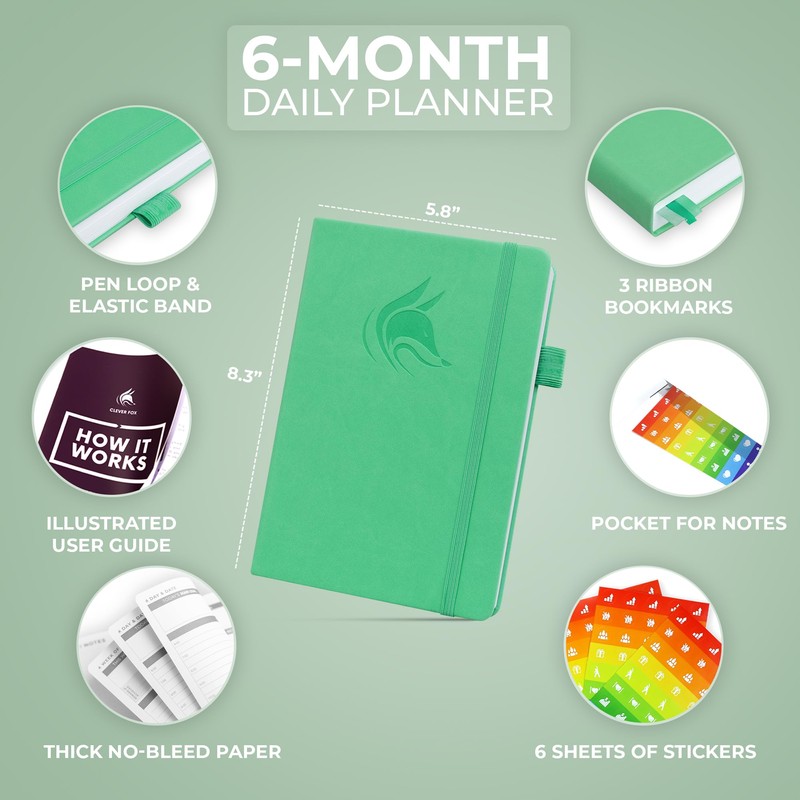 Clever Fox Daily Planner – Undated Planning Notebook with Hourly