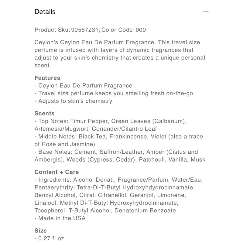 CEYLON EAU DE PARFUME ~Sold Out In Stores! $82 Retail