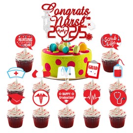 48PCS Nurse Cupcake Toppers,2026 Nursing School Graduation Cupcake Toppers for Nurse Grad Theme Party Decorations Medical Rn Party Supplies Favors