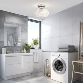 OYKYOHEI Semi Flush Mount Ceiling Light, Globe Glass Ceiling Light Fixture, Brushed White Oak Modern Lighting for Hallway Bedroom Entryway Kitchen Porch, Bulb Not Included