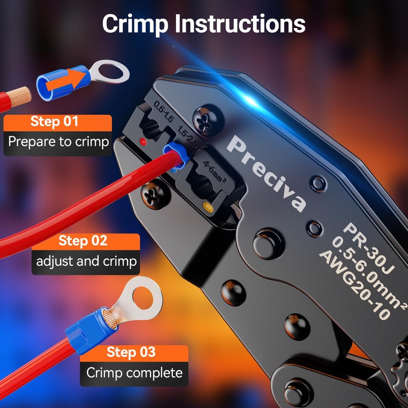 Preciva Insulated Crimping Tool Set with Storage Case, Ratcheting Wire