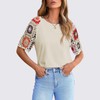 Chvity Short Sleeve Tops for Women Fashion Crochet Sleeve Crewneck