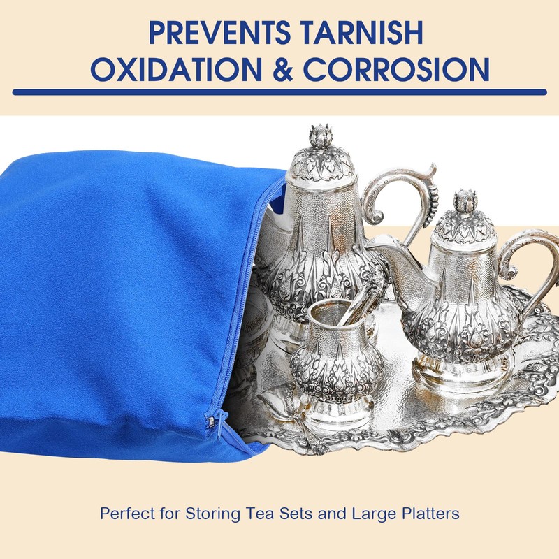 Sanwuta 8 Pcs Zippered Silver Storage Bags Anti Tarnish Silver