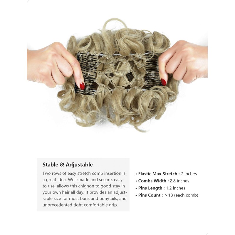 Yamel Chignon Hairpiece Curly Bun Scrunchie Extensions Ash Blonde Synthetic
