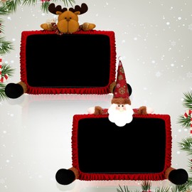 2 Pcs Christmas Computer Monitor Cover Christmas Office Decorations for Work Elastic Reindeer Xmas Santa Laptop Computer Monitor Border Cover for Home Office Mall Photography Holiday Gifts