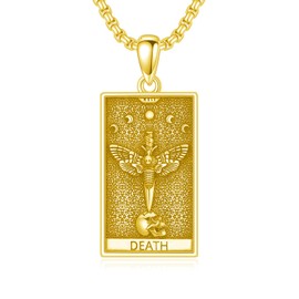 PELOVNY Tarot Card Necklace 925 Sterling Silver Skeleton Necklace The Sun Moon Star Strength Lovers Death Devil Fool Tarot Jewelry Christmas Birthday Gifts for Men Women Unisex, Normal, Sterling