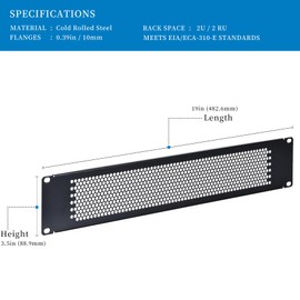 RackPath 2U Blank Rack Mount Panel Spacer with Venting (10 Pack) for 19in Server Rack Enclosure or Network Cabinet