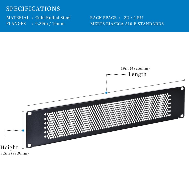 RackPath 2U Blank Rack Mount Panel Spacer with Venting (10