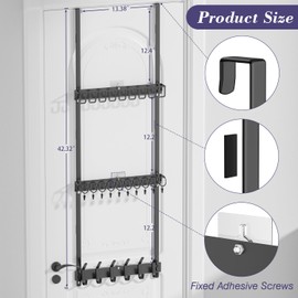 Aimeaihe Over Door Hat Rack - 3 Tier Hat Organizer for Baseball Caps, Hat Holder with 21 Hooks, Hat Hanger Storage up to 31 Caps for Closet, Bedroom(Black)