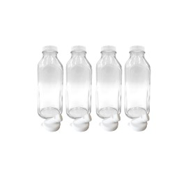 The Dairy Shoppe Heavy Glass Milk Bottles - Jugs with Lids and Silicone Pour Spouts - Clear Milk Containers for Fridge - Reusable Glass Milk Jug Dispenser - Made in USA (33.8 oz, 4 Pack)