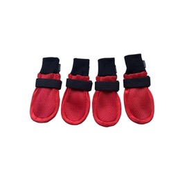 LONSUNEER Dog Boots Breathable and Protect Paws Soft Nonslip Soles Red Color Size Large - Inner Sole Width 2.83 Inch