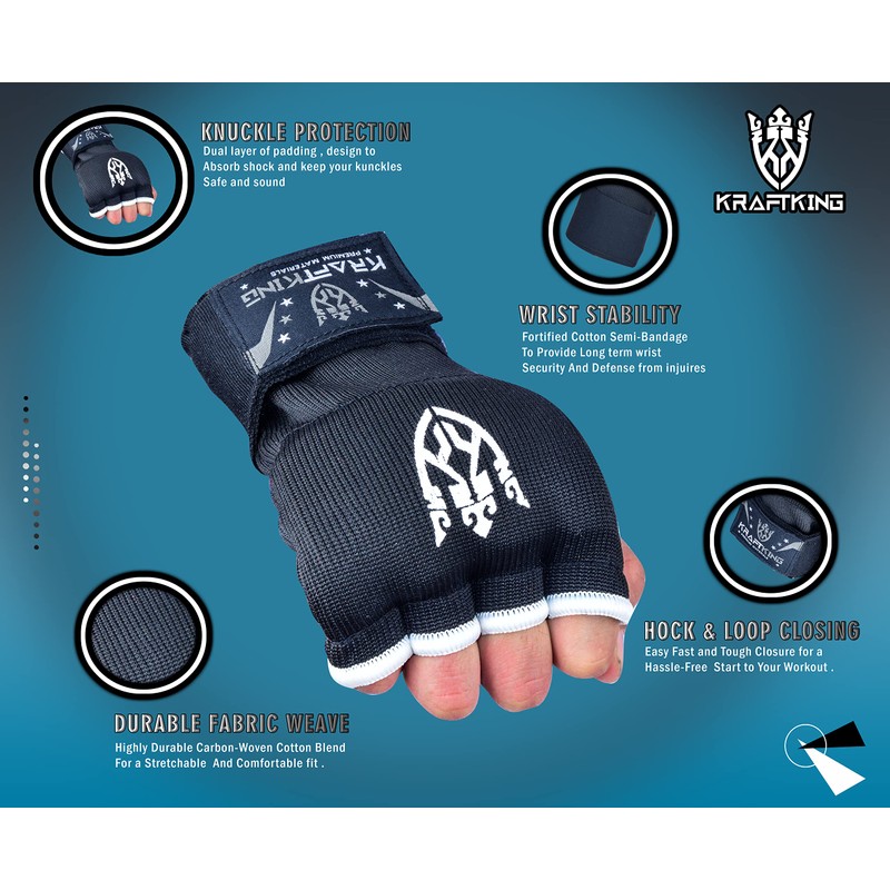 Kraftking Boxing Hand Wraps Inner Gloves with Wrist Strap Wrist