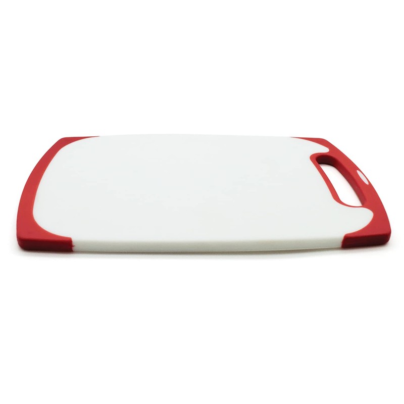 Starfrit 10-Inch x 6-Inch Antibacterial Cutting Board, White and Red