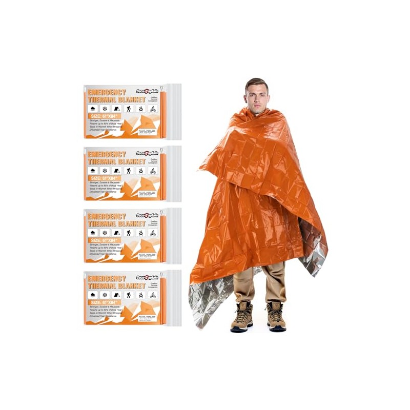 SecuCaptain Survival Emergency Thermal Blankets: Thicken 28um Space Mylar Blanket