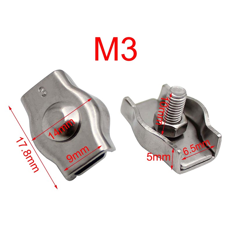 SyiXute 24 Pcs Simplex Clamps,M3 Wire Rope Clamp,Stainless Steel Single