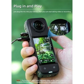 MotuTech Lavalier Microphone Clip-on Type C for Insta360 X4 / X3 / Insta360 One X2/Insta360 One RS/Insta360 One R/OSMO Action 3/DJI Action 2 1.5m Cable (for INSTA360 X4)