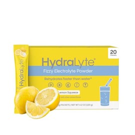 Hydralyte Rehidratación rápida baja en azúcar de Shay Mitchell - Sobres de electrolitos en polvo ligeramente espumosos, sabor limón  Imprescindible...