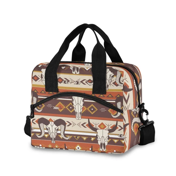 CZXW Western Aztec Lunch Bag Insulated Waterproof Reusable Tote Bag