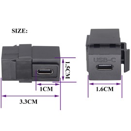 AAOTOKK 90 Degree USB C 3.1 Keystone Insert Jack Connector Right Angled USB 3.1 Type-C Female to Female Keystone Insert Socket Adapter Coupler for Wall Plate Outlet Panel (90 Degree/Black/2 Pack)