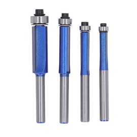 4 Pcs Flush Trim Router Bit 1/4 Shank Tungsten Steel Alloy High Hardness Edge Flush Trimming Bit for Woodworking