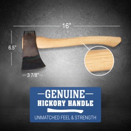 COUNCIL TOOL Sport Utility Flying Fox Woodsman Hatchet - 1.625 lbs Throwing Axe, 16" Curved Hickory Handle with Hardened Poll, Made in the USA - SU162FF16C