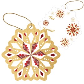 Jillson & Roberts Christmas to/from Gift Tags with Tie String with Foil Accents & Spot Gloss, Merriment Gold (24 Count)