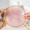 100PCS Transparent Pink Gold Plastic Plates, 10in Dinner Plate