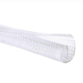 QCSIW 3/8"-50ft Braided Cable Sleeve Protector - Self-Wrapping Split Wire Loom for TV, Computer, Home Theater, Engine Bay - Heavy-Duty Cord Organizer, White